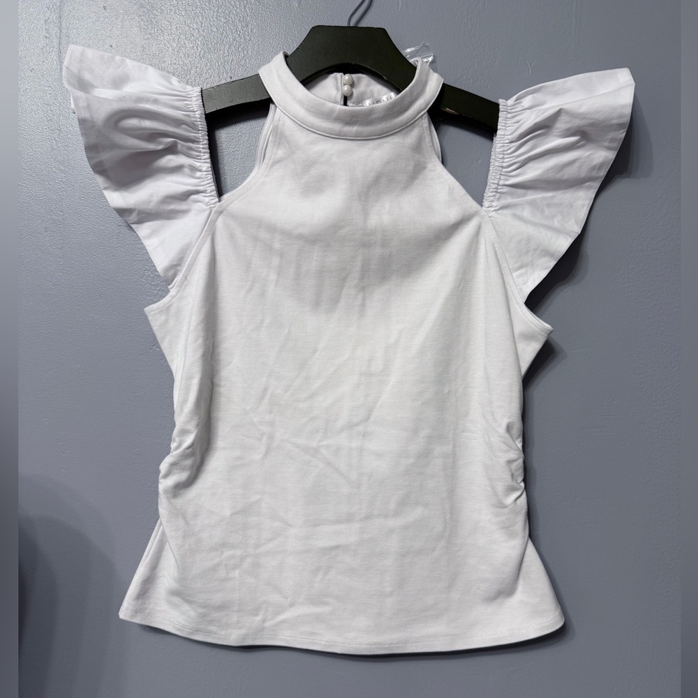 NWOT VENUS White Ruffled Sleeveless Blouse